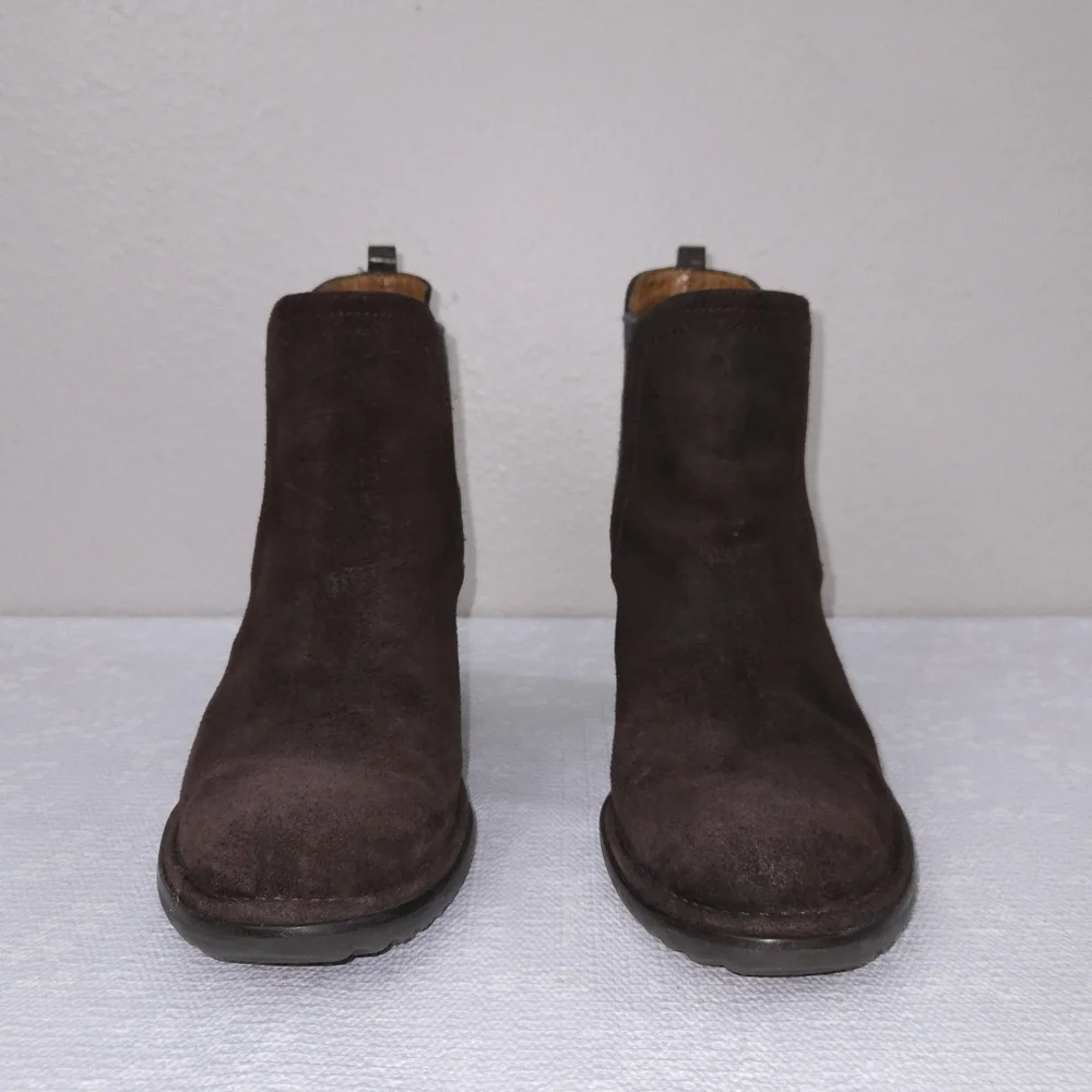 Alberto Fermani Chelsea Boots EU 40.5 Brown Pull-On Heeled Ankle Booties ITALY